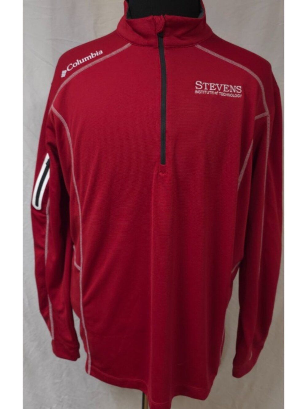 Columbia Golf Shotgun Omni Wick Mens XL Red LS 1/4 Zip Stevens Institute Shirt